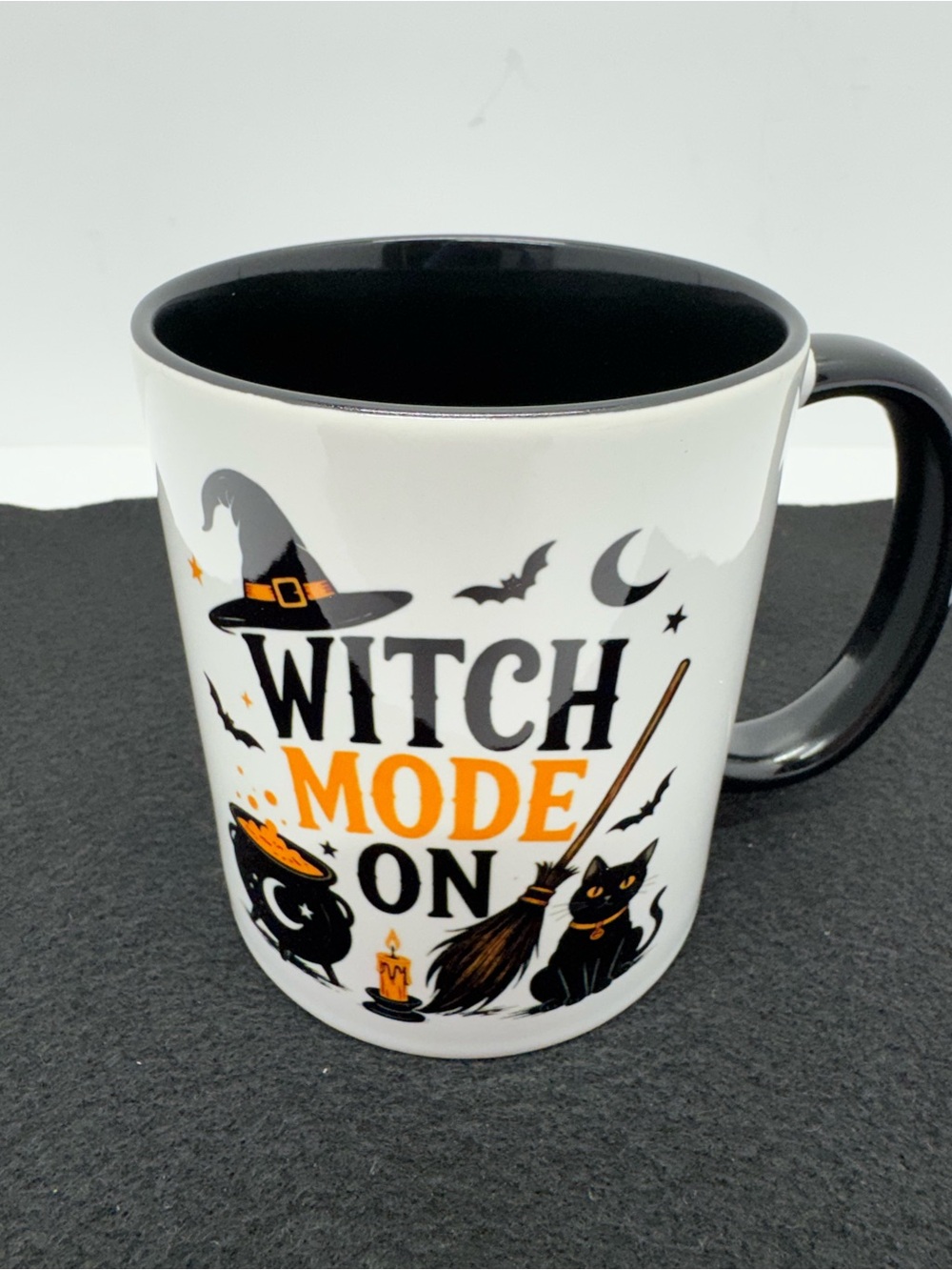 Witch Mode On Halloween Ceramic Mug - Black & Orange